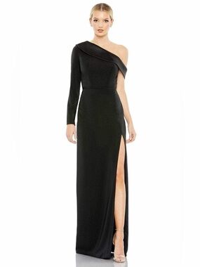 NEW Ieena Mac Duggal 26726 Black Long Sleeve Drop Shoulder Evening Gown Size 14